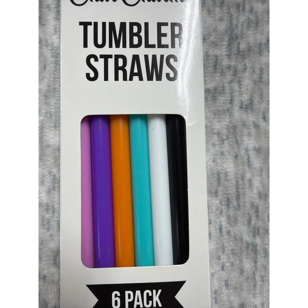 CharCharms Tumbler Straws 6 Pack Multi Color Reusable Fits 30oz with Brush